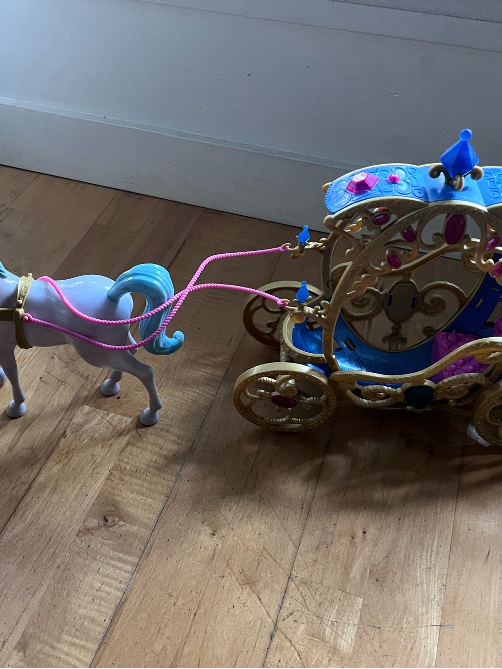 Mattel Pink and Blue Royal Carriage with Horse